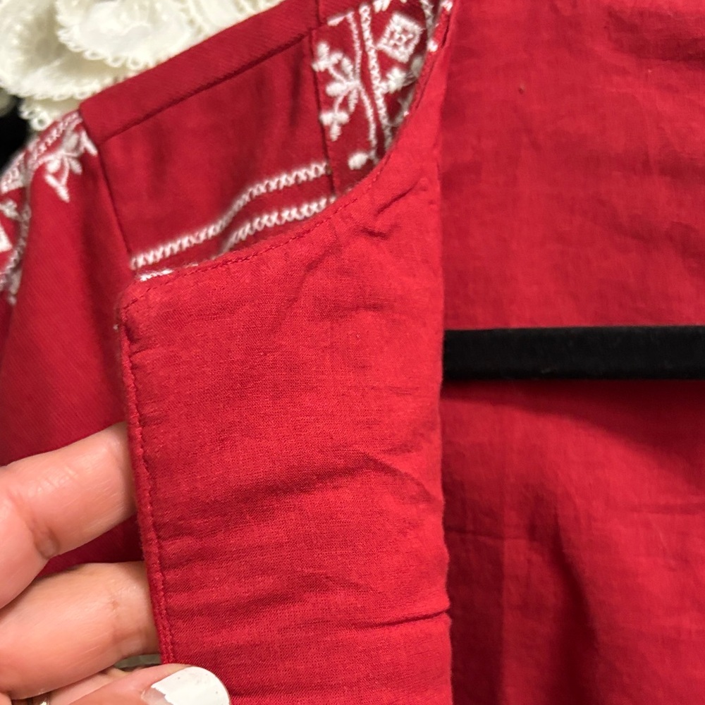 Julia Amory Red Jacket with White Embroidery - Picture 5 of 13